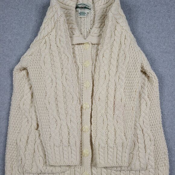 Aran Crafts Button Up Merino Wool Cardigan Knit Sweater Womens M 3/4 Sleeves - Picture 6 of 11